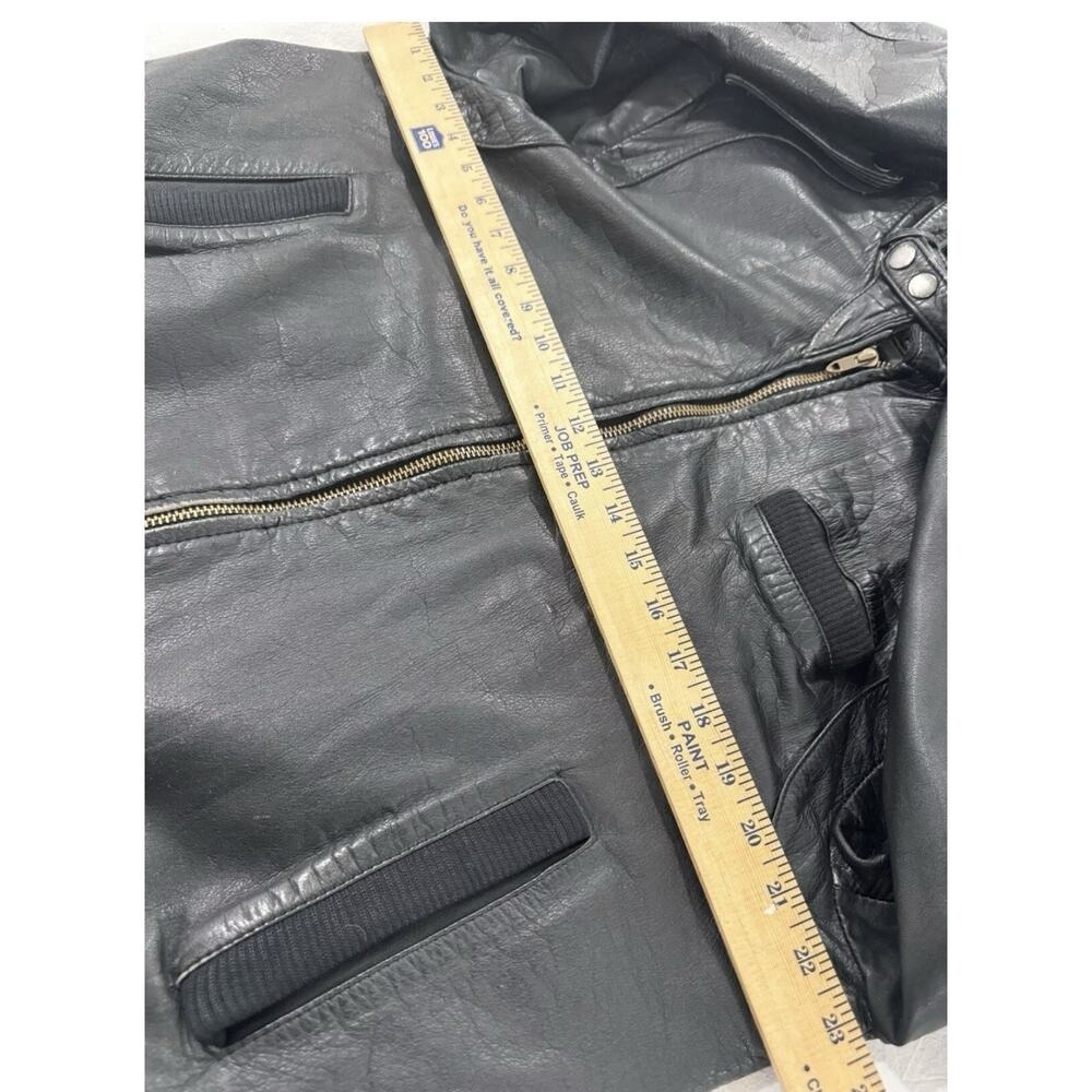 Cooper Collection Bomber Cafe Racer Biker Leather Black Jacket Size Men's 44 - Picture 14 of 16